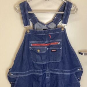 Dickies Womens 3x Warming Denim Jean Bib Overall Carpenter Cutoff Frayed Hem